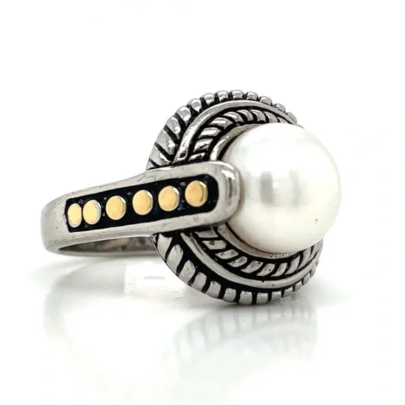 EFFY Sterling Silver/18K Yellow Gold 10mm Freshwater Pearl Ring, Size 6.5